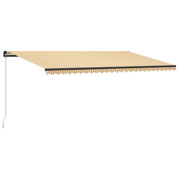 vidaXL Copertină retractabilă manual, galben și alb, 600 x 300 cm