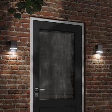 vidaXL Corpuri de iluminat exterior de perete 2 buc argintiu oțel inox