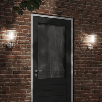 vidaXL Corpuri de iluminat exterior de perete 2 buc argintiu oțel inox