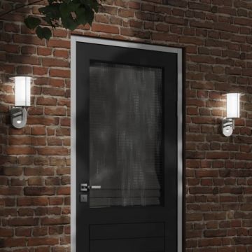 vidaXL Lampă de perete exterior cu senzor, argintiu, oțel inoxidabil