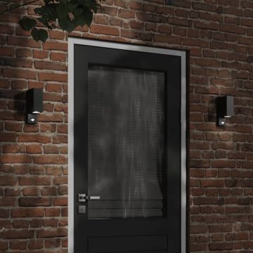 vidaXL Lampă exterioară de perete cu LED/senzor, negru aluminiu turnat