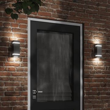 vidaXL Lampă exterioară de perete, negru, oțel inoxidabil