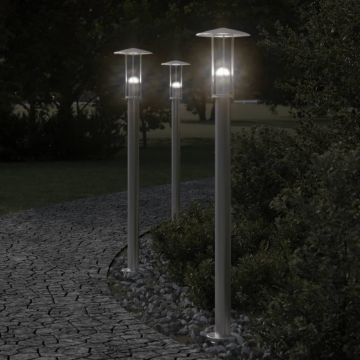 vidaXL Lampă exterioară de podea, argintiu, 100 cm, oțel inoxidabil