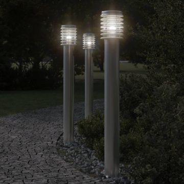 vidaXL Lampă exterioară de podea, argintiu, 110 cm, oțel inoxidabil
