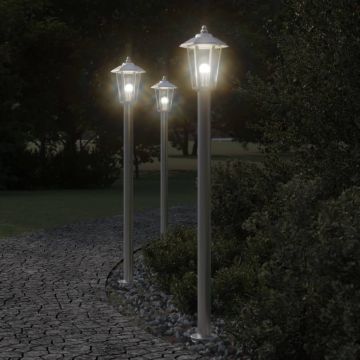 vidaXL Lampă exterioară de podea, argintiu, 120 cm, oțel inoxidabil