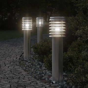 vidaXL Lampă exterioară de podea, argintiu, 60 cm, oțel inoxidabil