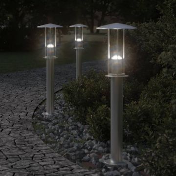 vidaXL Lampă exterioară de podea, argintiu, 60 cm, oțel inoxidabil