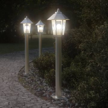 vidaXL Lampă exterioară de podea, argintiu, 80 cm, oțel inoxidabil
