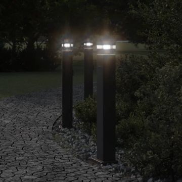 vidaXL Lampă exterioară de podea cu priză, negru, 80 cm, aluminiu