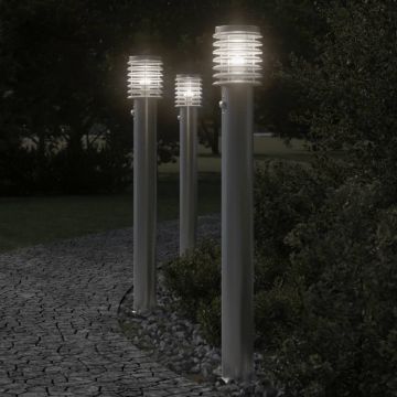 vidaXL Lampă exterioară de podea cu senzor argintiu 110 cm, oțel inox