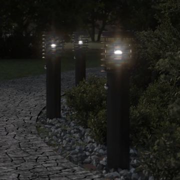 vidaXL Lampă exterioară de podea cu senzor, negru, 60 cm, oțel inox