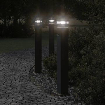 vidaXL Lampă exterioară de podea cu senzor, negru, 80 cm, aluminiu