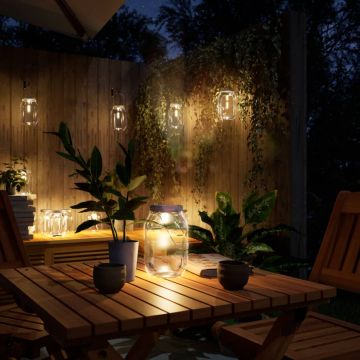 vidaXL Lampă solară din sticlă pentru exterior, 12 buc., alb cald
