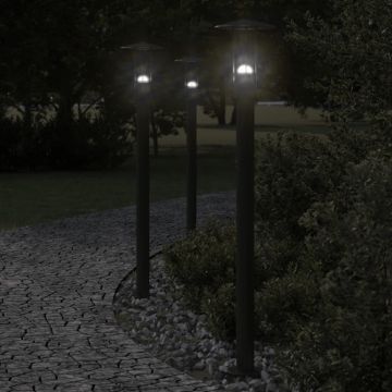 vidaXL Lămpi de podea de exterior 3 buc. negru 100 cm oțel inoxidabil