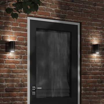 vidaXL Lămpi exterioare de perete cu LED 2 buc. negru, aluminiu turnat