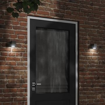 vidaXL Lămpi exterioare de perete cu LED 2 buc. negru, aluminiu turnat