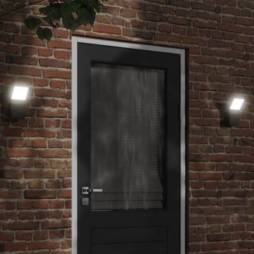vidaXL Lămpi exterioare de perete cu LED 2 buc. negru, aluminiu turnat