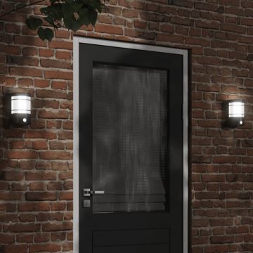 vidaXL Lămpi exterioare de perete cu senzori, 2 buc., negru, oțel inox