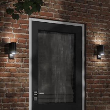 vidaXL Lămpi exterioare de perete senzori 2 buc. negru aluminiu turnat