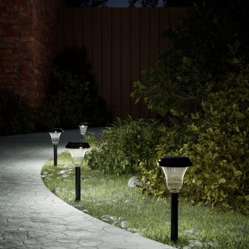 vidaXL Lămpi solare alei cu țăruși de pământ 12 buc., alb