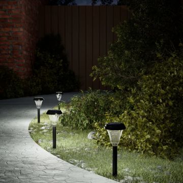 vidaXL Lămpi solare alei cu țăruși de pământ 12 buc., alb