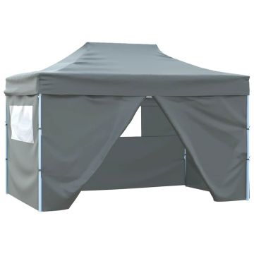 vidaXL Cort pliabil pop up cu 4 pereți laterali, antracit, 3 x 4,5 m