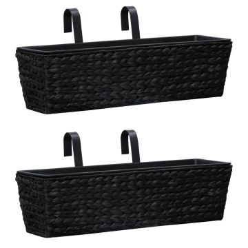 vidaXL Jardiniere, 2 buc., negru, zambilă de apă