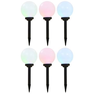 vidaXL Lămpi solare de exterior, 6 buc., 20 cm, RGB, sferic, LED
