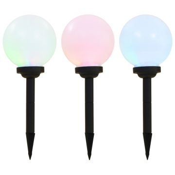 vidaXL Lămpi solare de exterior cu LED, 3 buc, 20 cm, RGB, sferic