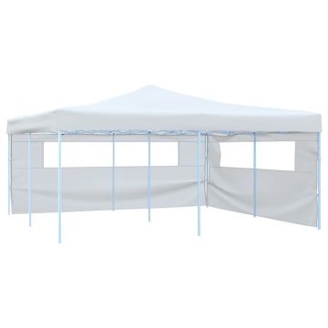 vidaXL Pavilion pliabil cu 2 pereți laterali, alb, 5 x 5 m