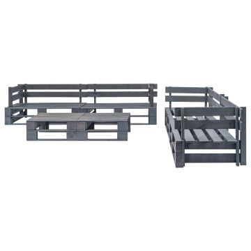 vidaXL Set mobilier de grădină din paleți, 6 piese, gri, lemn