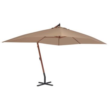 vidaXL Umbrelă consolă de grădină cu stâlp din lemn, taupe, 400x300 cm