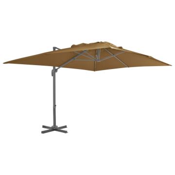 vidaXL Umbrelă de exterior cu bază portabilă, gri taupe