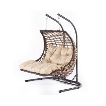 Balansoar de gradina cu 2 locuri Fethiye, Crem, 173 X 214 X 120 Cm