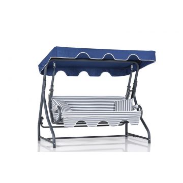 Balansoar de gradina extensibila cu 3 locuri Ilfov, Albastru, 200 x 165 x 110 cm