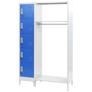 Dulap vestiar cu polita haine albastru & gri 110x45x180cm metal