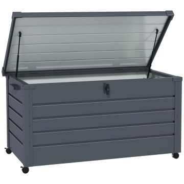 Outsunny Cutie de Depozitare pentru Exterior de 331 Litri cu Roți, Organizator Spațios din Oțel Galvanizat, pentru Terasă și Grădină | Aosom Romania