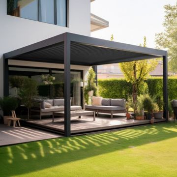 Pergola bioclimatica cu sipci Wellis MotionFlex, cu iluminare LED - Dimensiune 400 x 300 x 250 cm