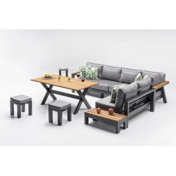 Set de lounge de grădină Daisy Set - Antracite v2, Gri, 260x70x50 cm