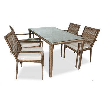 Set De Lounge De Grădină Leros 140, Maro Inchis, 140X75X80 Cm