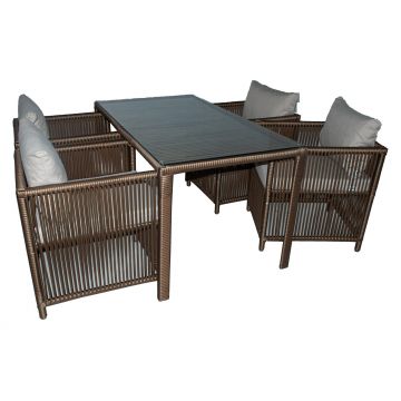 Set De Lounge De Grădină Mana 2, Maro Inchis, 71X70X74 Cm