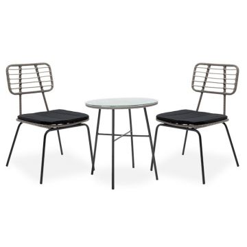 Set masă Gaus-Naoki 3 piese metal negru Gri