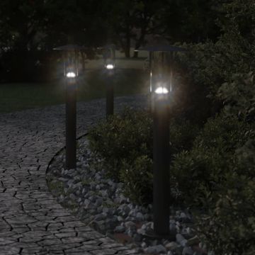 vidaXL Lămpi de podea de exterior 3 buc. negru 60 cm oțel inoxidabil