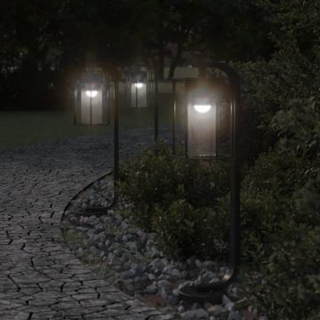 vidaXL Lămpi de podea de exterior 3 buc. negru 60 cm oțel inoxidabil