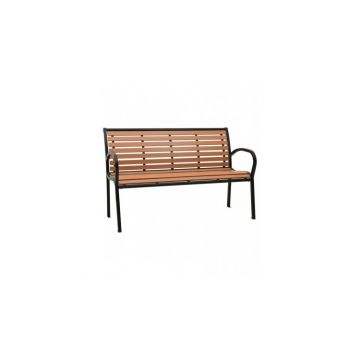 Banca de gradina, negru si maro, 125 cm, otel si wpc Banca de gradina, negru si maro, 125 cm, otel si wpc