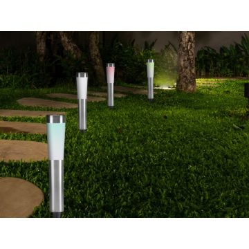 Lampa solara LED Beper, 7.5x7.5x56 cm, argintiu