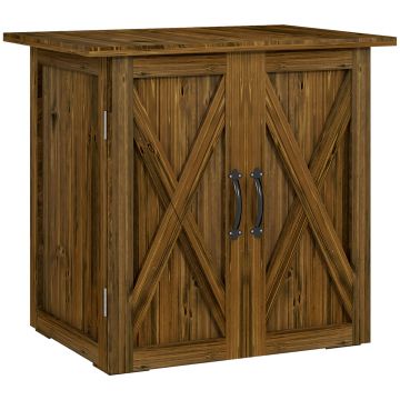 Outsunny Dulap de Exterior din Lemn cu 2 Uși, Căsuță de Grădină pentru Unelte cu Acoperiș Impermeabil, 77x55x72 cm, Maro | Aosom Romania