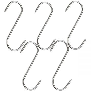 Set cinciCarlige afumatoare carne, macelarie IdeallStore®, 16 cm, metal
