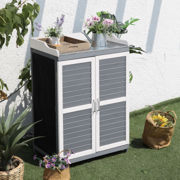 Dulap pentru exterior Ryan, 67x46.5x99.7 cm, lemn/poliester, alb/gri Dulap pentru exterior Ryan, 67x46.5x99.7 cm, lemn/poliester, alb/gri