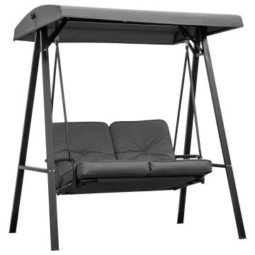 Outsunny Balansoar de Grădină 2 Locuri cu Acoperiș Reglabil și Perne, 144x117x173 cm, Gri Închis | Aosom Romania